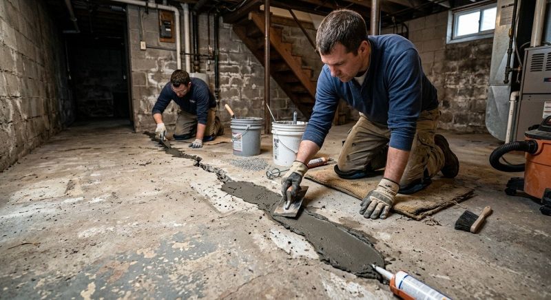 Cracked Basement Floor Repair in Clermont County, OH