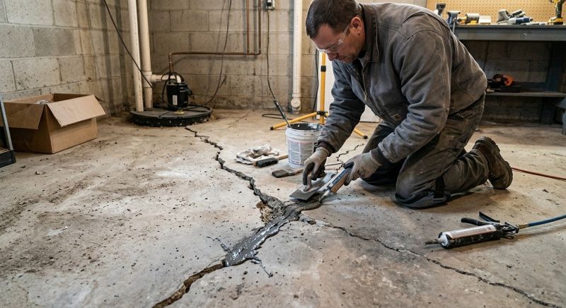 Cracked Basement Floor Repair in Clermont County, OH